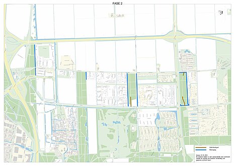 Op de kaart staan de watergangen die worden aangepakt in fase 2. Kun je de kaart niet lezen? Bel naar 14 036.