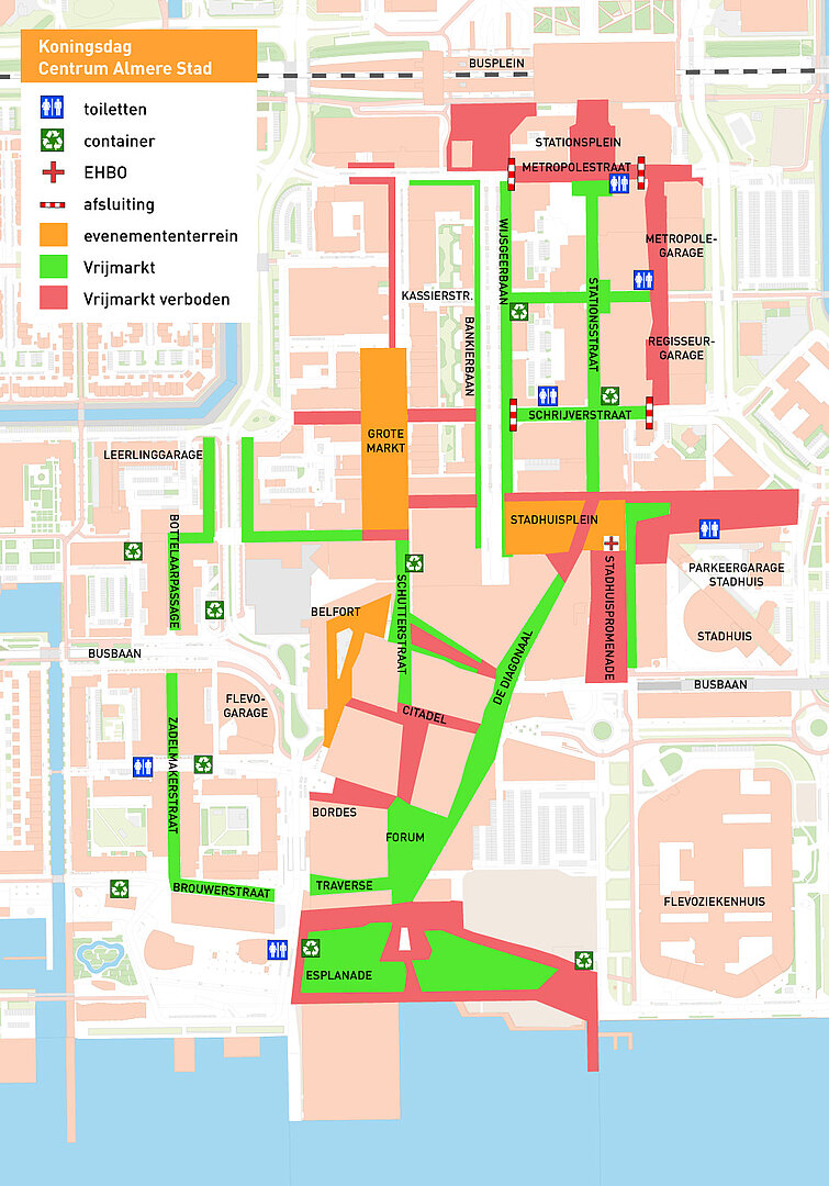 Kaart vrijmarktgebied Almere Stad