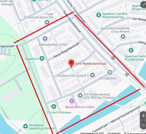 Kaart omgeving John Raedeckerstraat