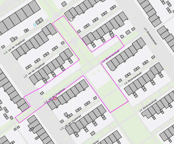 Cameratoezicht kaart gebied LC van der Vlugtstraat