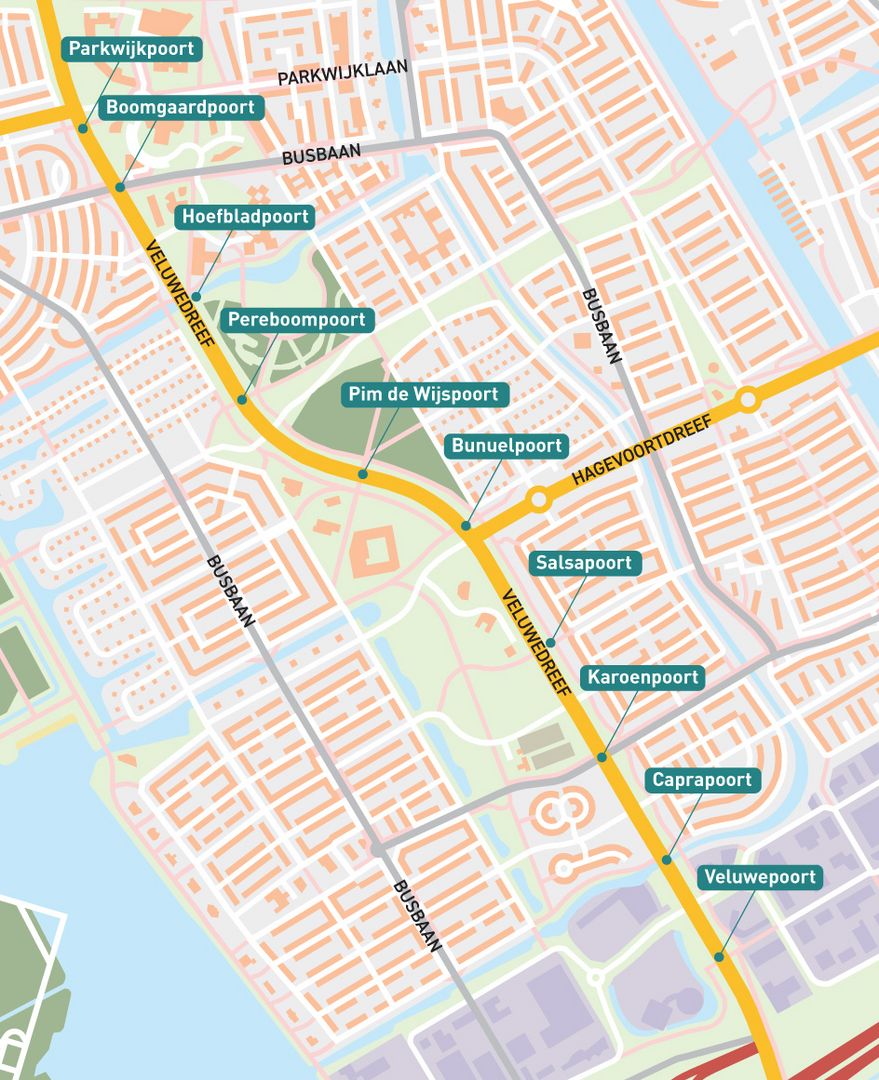 Veluwedreef brugleuningen kaart